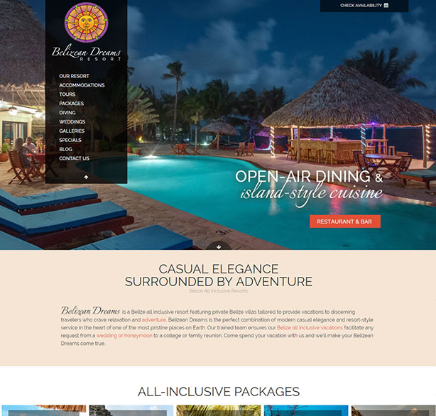 Belize website design - Belizean Dreams