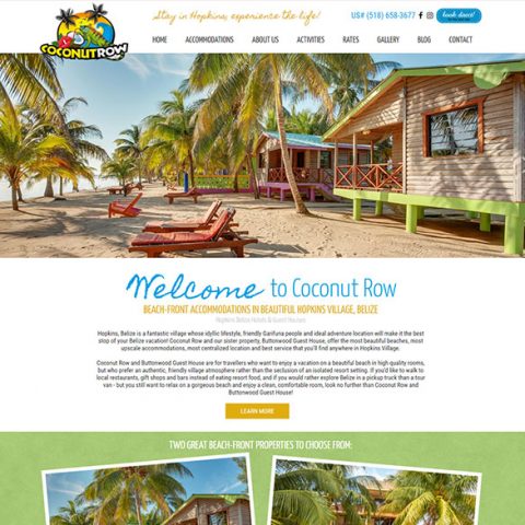 Belize website design - Coconut Row