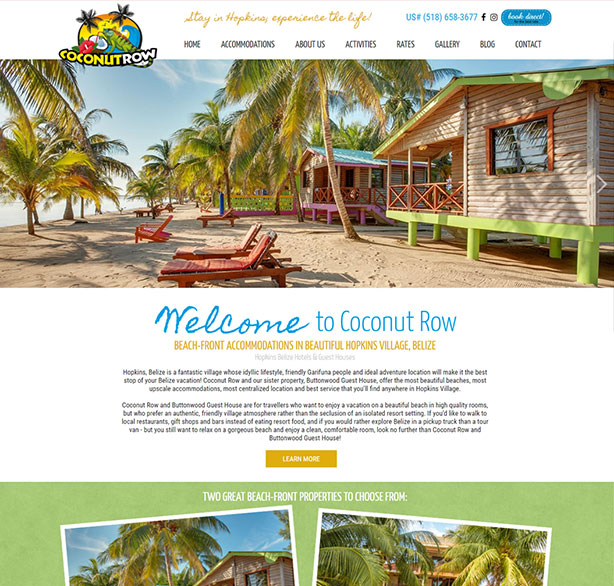 Belize website design - Coconut Row