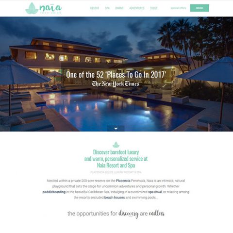 Belize website design - Naia Resort
